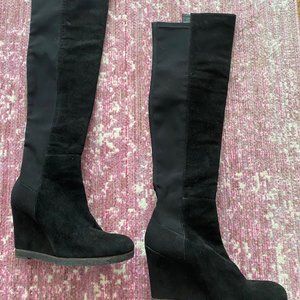 Stuart Weitzman Suede Wedge OTK Boots (sz 6)